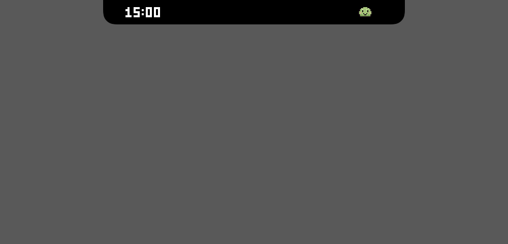The compact Mac notch timer, showing 15:00 on the left and a small mochi on the right.